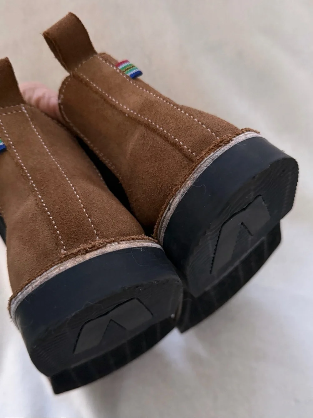 Veldskoen Chelsea Boot Unisex Men Size 10 Brown Suede Black Side Panels EUC